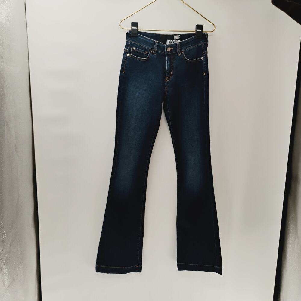 Love Moschino Women's Flare-Leg Jeans Denim‎ Size 26 y2k bedazzled pockets - Picture 6 of 15